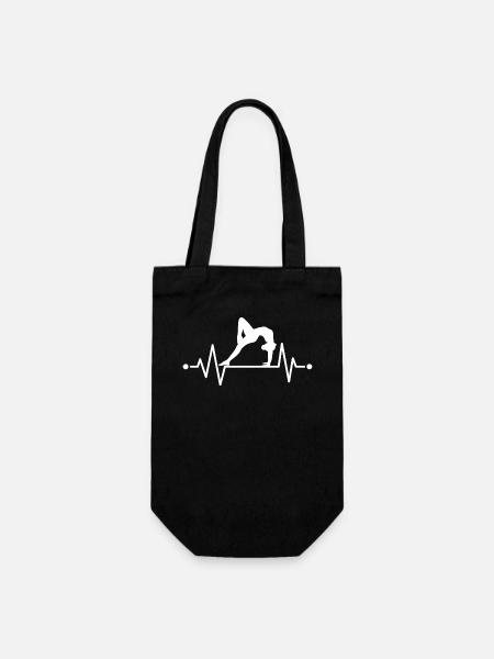 Gymnast Heartbeat Line Gift Ladies Girls - Gift Bag for Bottles - black