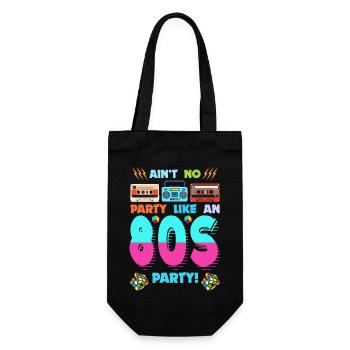 80s Party Vibes - Retro Design with Cassette Tapes - Gift Bag for Bottles - black - Front