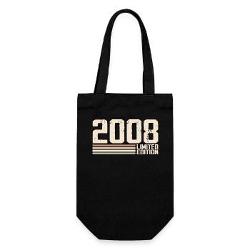 2008 Jahrgang 2008 Geburtstag 2008 Retro 2008 - Geschenkbeutel für Flaschen - Schwarz - Vorne