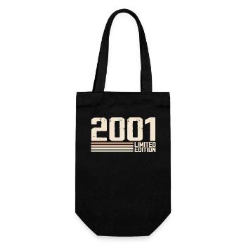 2001 Jahrgang 2001 Geburtstag 2001 Retro 2001 - Geschenkbeutel für Flaschen - Schwarz - Vorne