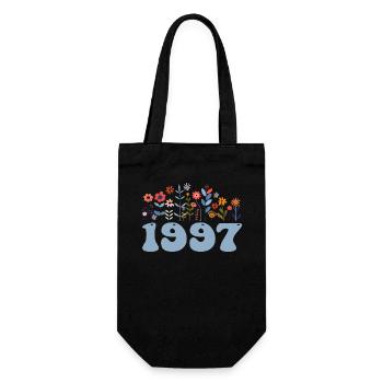 1997 Floral Pattern 1997 Floral Theme Floral 1997 - Gift Bag for Bottles - black - Front