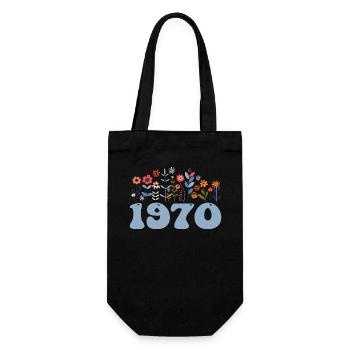 1970 Floral Pattern 1970 Floral Theme Flowers 1970 - Gift Bag for Bottles - black - Front