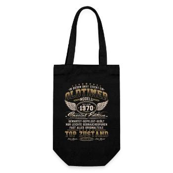 Oltimer Baujahr 1970 Jahrgang Geburtstag Geschenk - Geschenkbeutel für Flaschen - Schwarz - Vorne