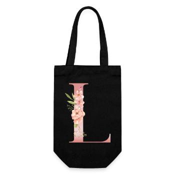 Monogramme floral L pastel - Sac à bouteille - noir - Devant