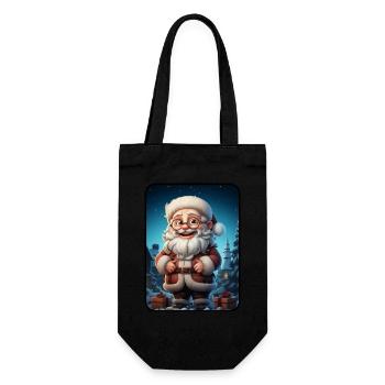 Weihnachtsmann Santa Claus - Geschenkbeutel für Flaschen - Schwarz - Vorne