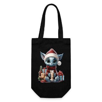 Gnomie der blaue Weihnachtsgnom. - Geschenkbeutel für Flaschen - Schwarz - Vorne