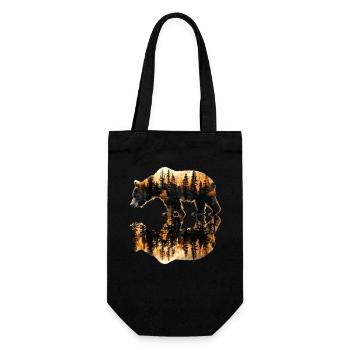 Tierwelt, Bäume, Im Freien, Natur, Retro, Wald - Geschenkbeutel für Flaschen - Schwarz - Vorne