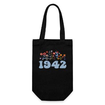 1942 Floral Pattern 1942 Floral Theme Flowers 1942 - Gift Bag for Bottles - black - Front