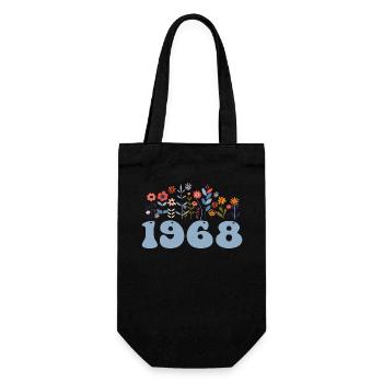 1968 Floral Pattern 1968 Floral Theme Flowers 1968 - Gift Bag for Bottles - black - Front