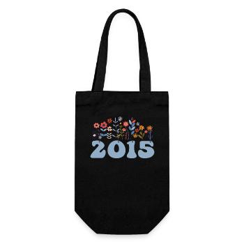 2015 Floral Pattern 2015 Floral Theme Flowers 2015 - Gift Bag for Bottles - black - Front