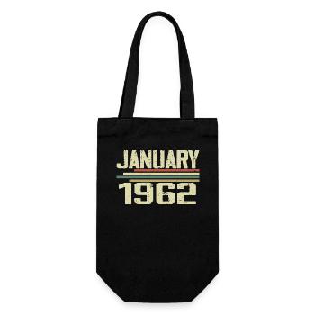 Januar 1962 - Geburtstagsgeschenk Januar 1962 - Geschenkbeutel für Flaschen - Schwarz - Vorne