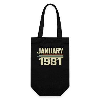 Januar 1981 - Geburtstagsgeschenk Januar 1981 - Geschenkbeutel für Flaschen - Schwarz - Vorne
