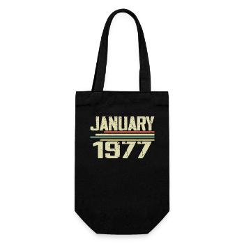 Januar 1977 - Geburtstagsgeschenk Januar 1977 - Geschenkbeutel für Flaschen - Schwarz - Vorne
