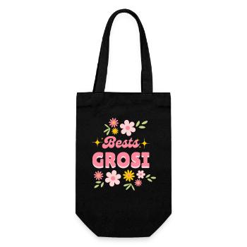 Bests Grosi – Geschenk für die beste Oma Schweiz - Geschenkbeutel für Flaschen - Schwarz - Vorne
