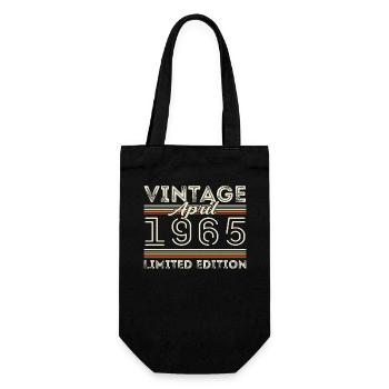 April 1965, Geboren im april 1965 - 60. Geburtstag - Geschenkbeutel für Flaschen - Schwarz - Vorne