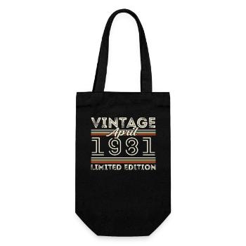 April 1981, Geboren im april 1981 - 44. Geburtstag - Geschenkbeutel für Flaschen - Schwarz - Vorne