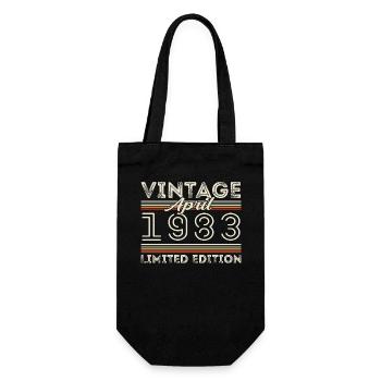 April 1983, Geboren im april 1983 - 42. Geburtstag - Geschenkbeutel für Flaschen - Schwarz - Vorne