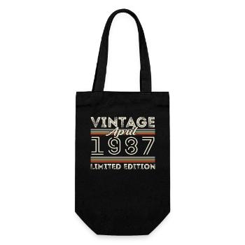 April 1987, Geboren im april 1987 - 38. Geburtstag - Geschenkbeutel für Flaschen - Schwarz - Vorne