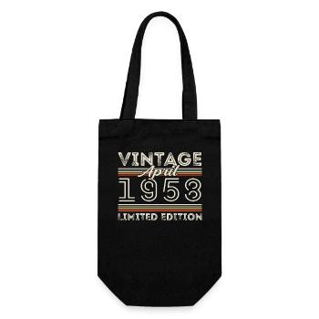 April 1958, Geboren im april 1958 - 67. Geburtstag - Geschenkbeutel für Flaschen - Schwarz - Vorne