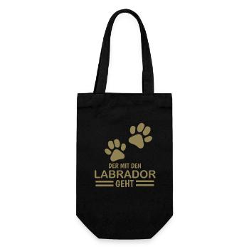 Herrchen Labrador der mit dem Labrador geht - Geschenkbeutel für Flaschen - Schwarz - Vorne