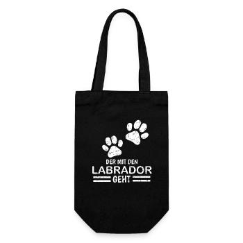 Herrchen Labrador der mit dem Labrador geht - Geschenkbeutel für Flaschen - Schwarz - Vorne