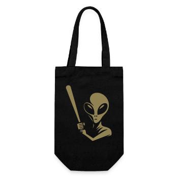 Alien joueur de baseball Silhouette minimaliste - Sac à bouteille - noir - Devant