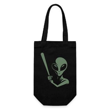 Alien joueur de baseball Silhouette minimaliste - Sac à bouteille - noir - Devant