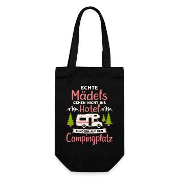 Camping Mädels Wohnmobil Camper Campingplatz - Geschenkbeutel für Flaschen - Schwarz - Vorne