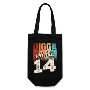 Digga Ich Bin 14 Jahre 14. Geburtstag - Geschenkbeutel für Flaschen - Schwarz - Vorne