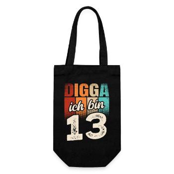 Digga Ich Bin 13 Jahre 13. Geburtstag - Geschenkbeutel für Flaschen - Schwarz - Vorne
