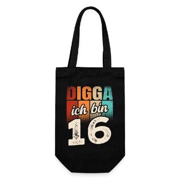 Digga Ich Bin 16 Jahre 16. Geburtstag - Geschenkbeutel für Flaschen - Schwarz - Vorne