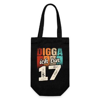 Digga Ich Bin 17 Jahre 17. Geburtstag - Geschenkbeutel für Flaschen - Schwarz - Vorne