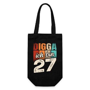 Digga Ich Bin 27 Jahre 27. Geburtstag - Geschenkbeutel für Flaschen - Schwarz - Vorne