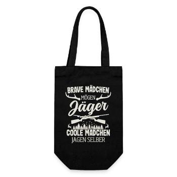 Jäger Mädchen Jagen Selber Hirsch Jagd Jägerin - Geschenkbeutel für Flaschen - Schwarz - Vorne