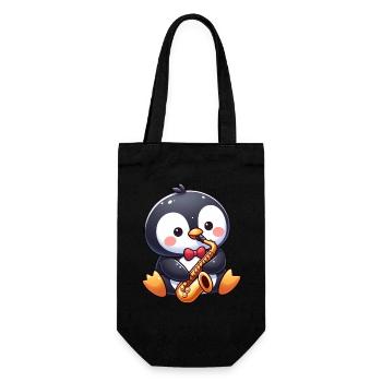 Penguin Jazz Saxophone Saxophonist Music - Gift Bag for Bottles - black - Front