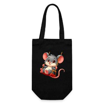 Süße Maus Ratte schaukeln Cartoon Spielplatz - Geschenkbeutel für Flaschen - Schwarz - Vorne