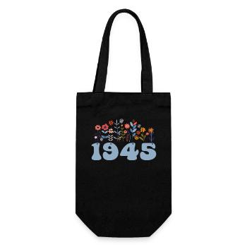 1945 Floral Pattern 1945 Floral Theme Flowers 1945 - Gift Bag for Bottles - black - Front