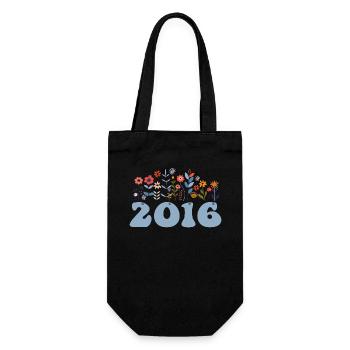 2016 Floral Pattern 2016 Floral Theme Flowers 2016 - Gift Bag for Bottles - black - Front