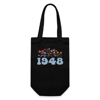 1948 Floral Pattern 1948 Floral Theme Flowers 1948 - Gift Bag for Bottles - black - Front