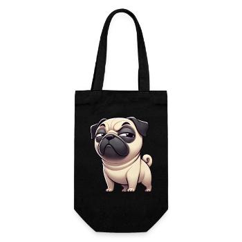 Skeptical Funny Pug Cartoon Dog - Gift Bag for Bottles - black - Front