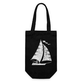 Segelboot Silhouette Minimalistisch Grunge - Geschenkbeutel für Flaschen - Schwarz - Vorne