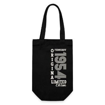 Februar Jahrgang 1954 69. Geburtstag Geschenk Mann - Geschenkbeutel für Flaschen - Schwarz - Vorne