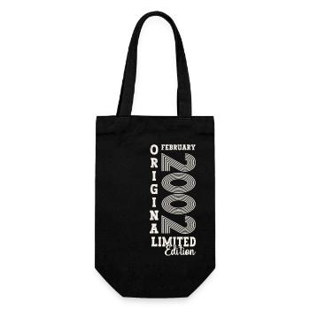 February Year 2002 21st birthday gift man - Gift Bag for Bottles - black - Front