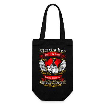 Stolzer Franke – Tradition und Herkunft - Geschenkbeutel für Flaschen - Schwarz - Vorne