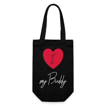 I LOVE MY BUDDY - Geschenkbeutel für Flaschen - Schwarz - Vorne