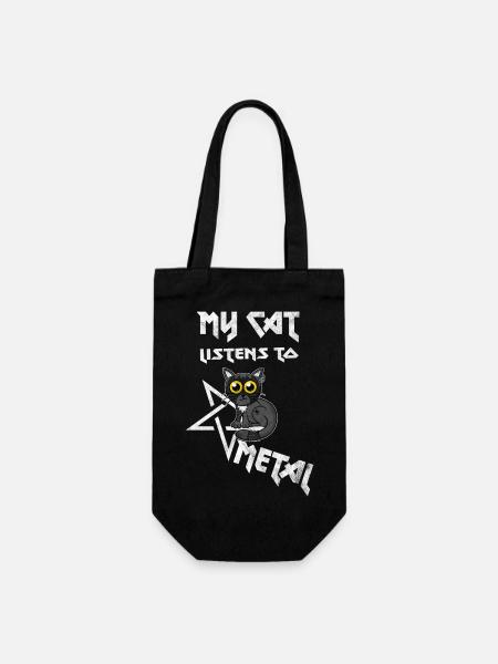Meine Katze hört Metal - Washed Effekt - Geschenkbeutel für Flaschen - Schwarz
