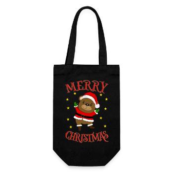 Merry Christmas Santa Bear - Gift Bag for Bottles - black - Front