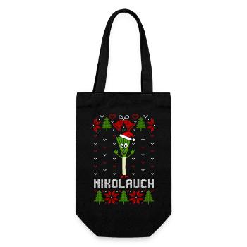 Ugly Christmas Nikolauch - Geschenkbeutel für Flaschen - Schwarz - Vorne