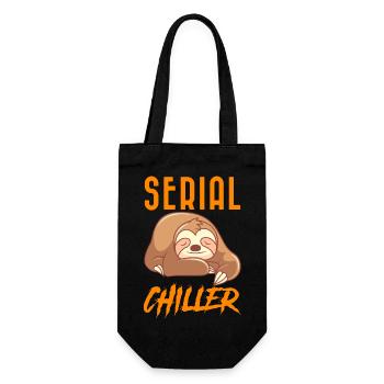 Serial Chiller Faultier am chillen und relaxen - Geschenkbeutel für Flaschen - Schwarz - Vorne