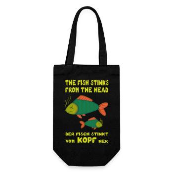 The fish stinks from the head. Fish stinks head - Gift Bag for Bottles - black - Front
